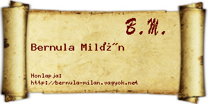 Bernula Milán névjegykártya