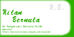 milan bernula business card